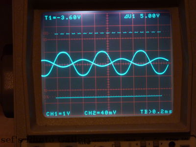 Eingang -12db, R15=10kOhm
Das grÃ¶ÃŸere Signal ist das Ausgangssignal
